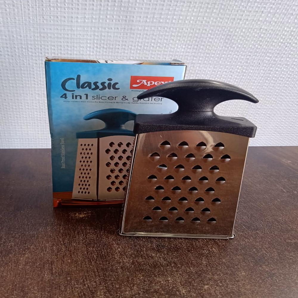 Apex Classic 4-In-1 Stainless Steel Grater & Slicer With Handle - Color: Mix