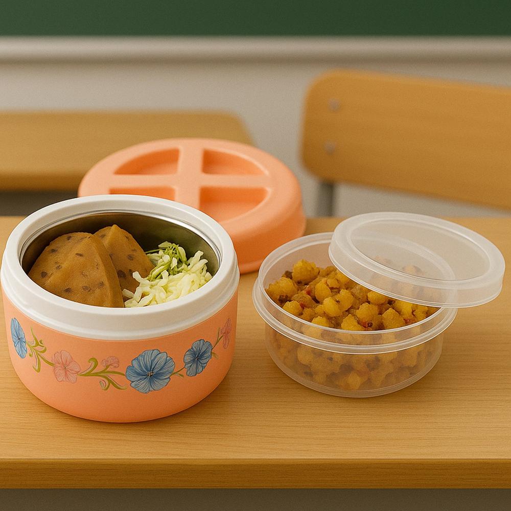 Home Chef Premium Round Insulated Lunch Box (1 Pc) - Color: Mix