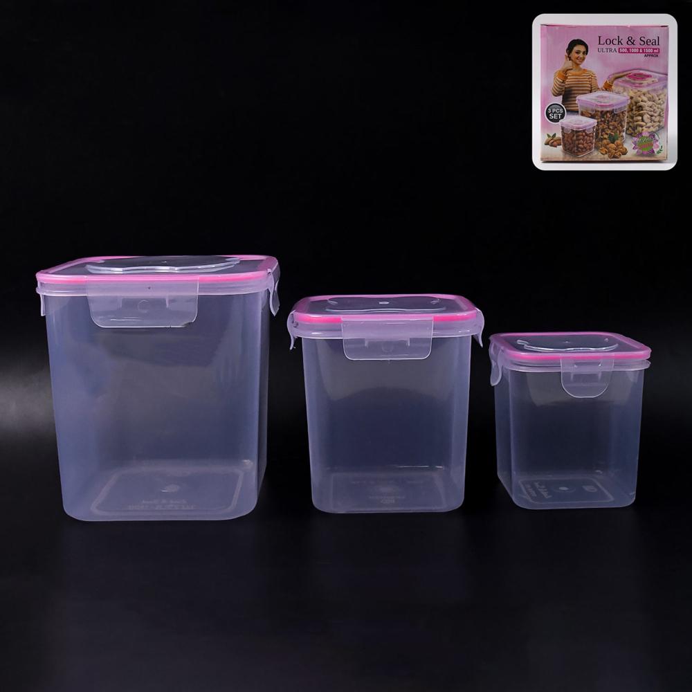 Kitchen Storage Container Set Of 3 Pcs (1500, 1000, 500 Ml) - Color: Mix