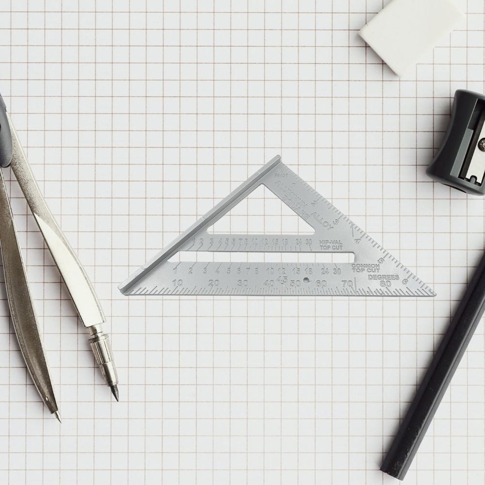Double-Sided 45 Triangle Ruler  7-Inch Aluminum Alloy Rafter Square for Home Use