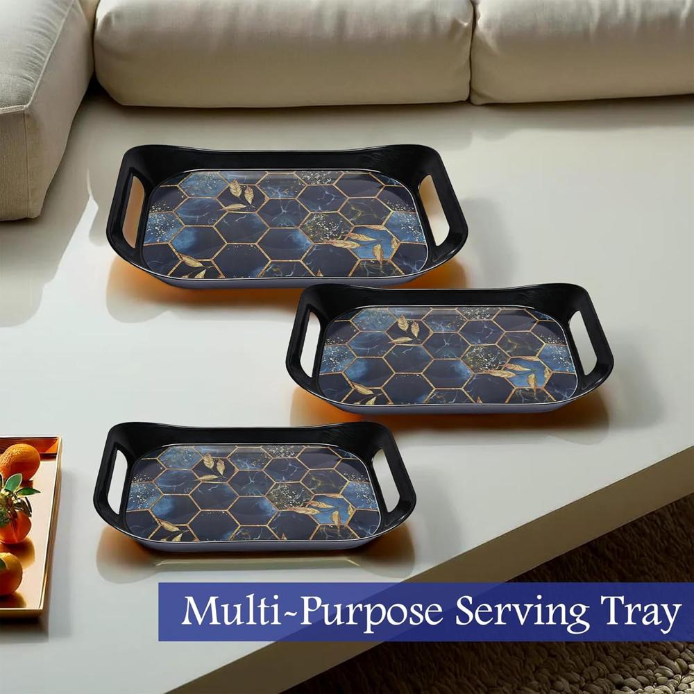 Premium Plastic Serving Tray (3 Pc) - Color: Mix
