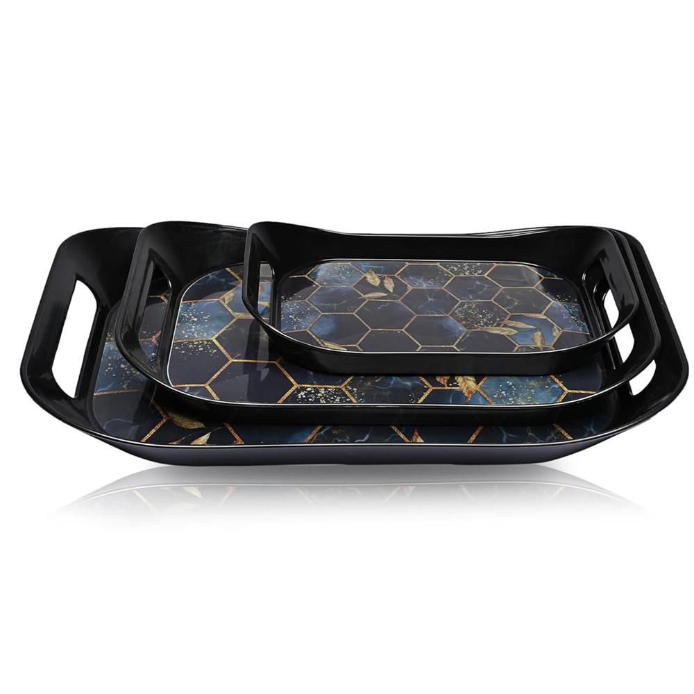 Premium Plastic Serving Tray (3 Pc) - Color: Mix