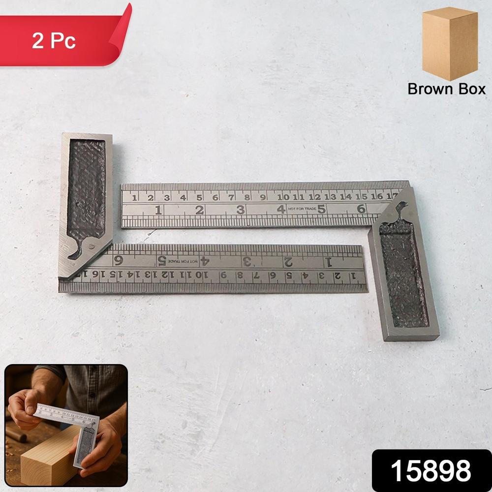 Heavy-Duty Metal Try Square Ruler Set (2 Pc) - Color: Mix