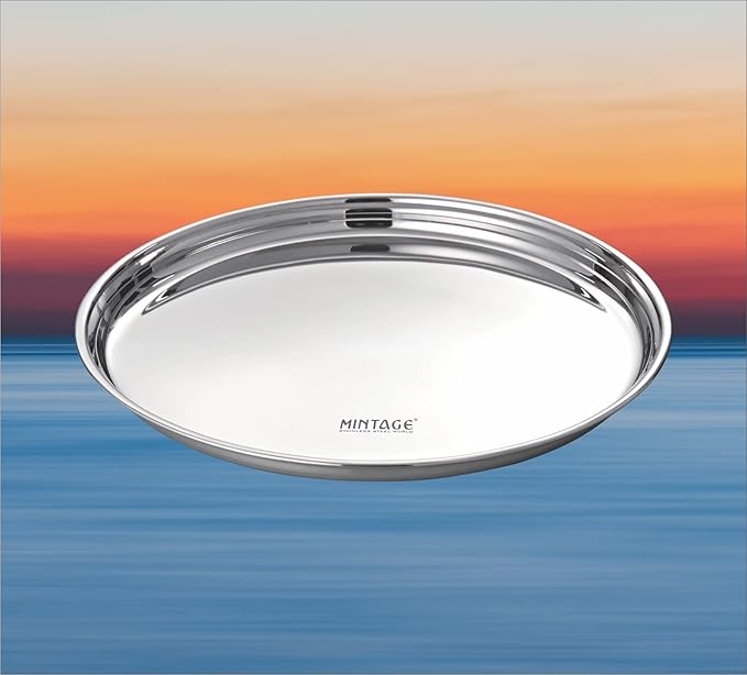 Mofna Stainless Steel Dinner Plate,9 No