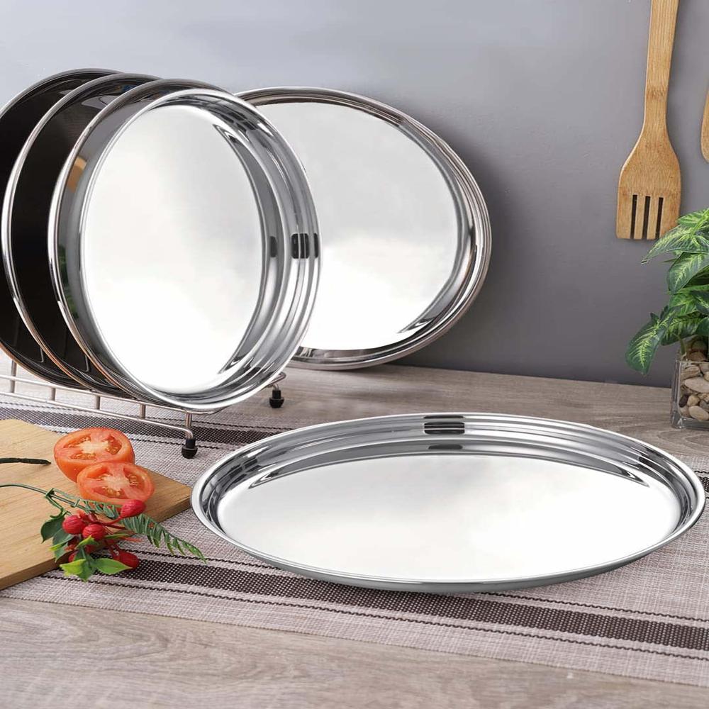 Mofna Stainless Steel Dinner Plate,9 No