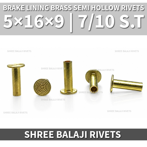 5*16 | 7/10 Brass Hollow Rivets - Dimension (L*W*H): 5*16*9 Millimeter (Mm)
