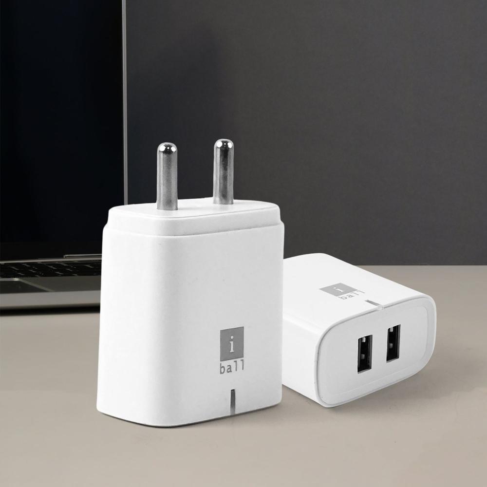 iBall Dual USB Wall Charger 5V/3.1A  High-Speed Dual Port Fast Charging (1 Pc)