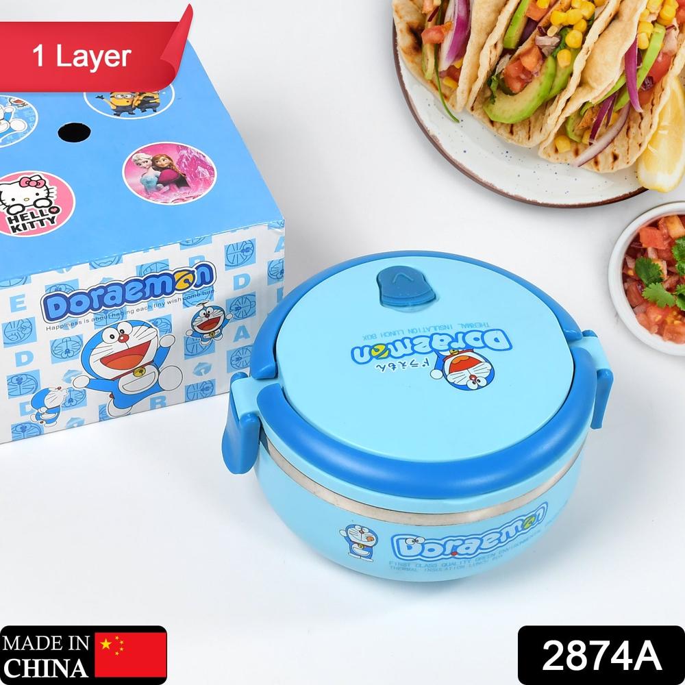 Single Layer Doraemon Steel Lunch Box Premium Lunch Box For Office & School - Color: Mix