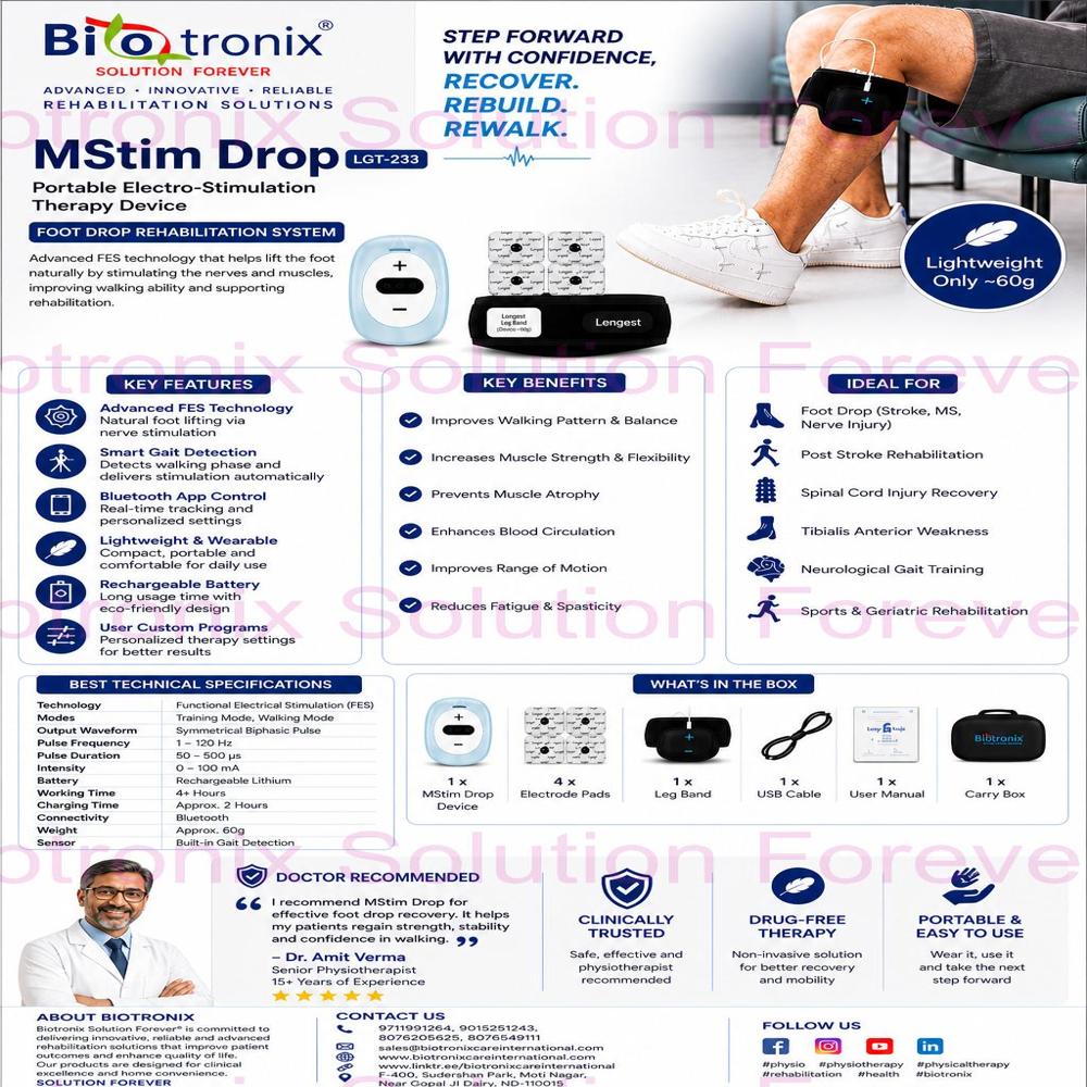Stroke Recovery Foot Drop Rehabilitation Stimulator Device