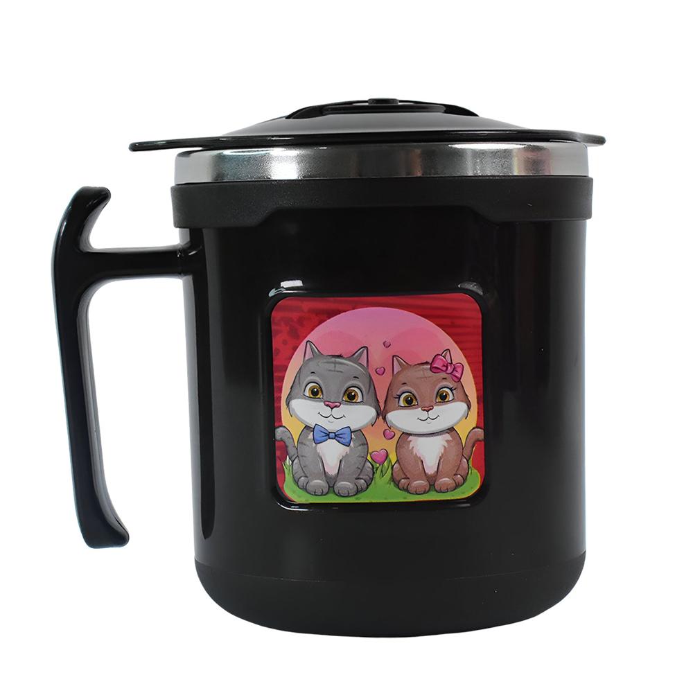 1 Pc Apex Cat Mug  250 ml Stainless Steel Insulated Inner with Cute Cat Print