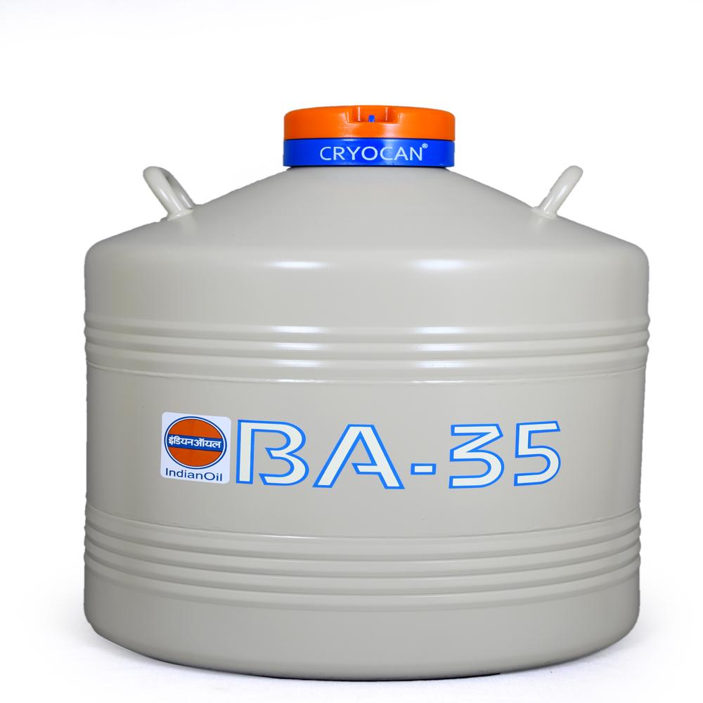 Iocl Cryocan (Ba-35) 35L Liquid Nitrogen Container Cryogenic Dewar Tank For Laboratory Ivf Veterinary & Industrial Use - Freezing Point: -196'C