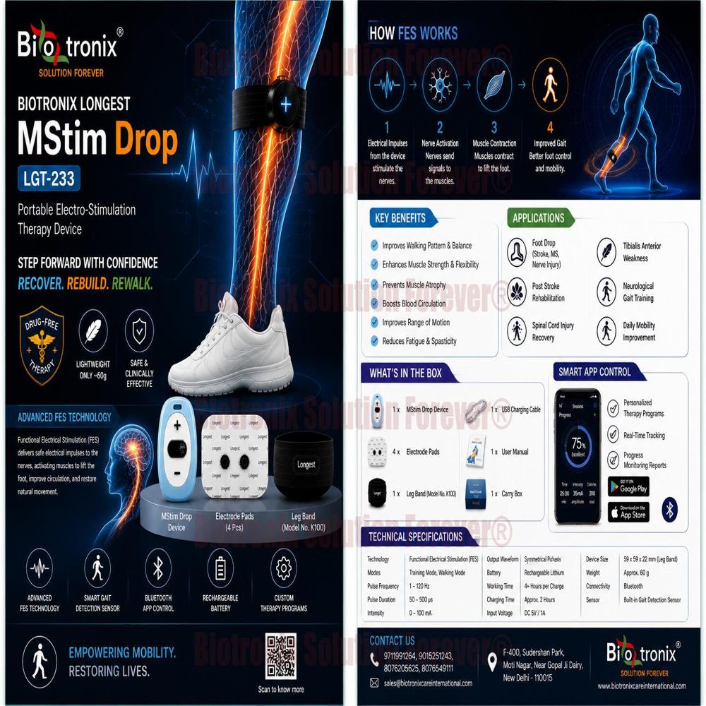 Electrical Muscle Stimulator for Foot Drop Physiotherapy Treatment