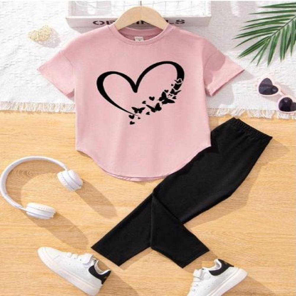 Half Sleeve T Shirt And Track Pant Set For Kids