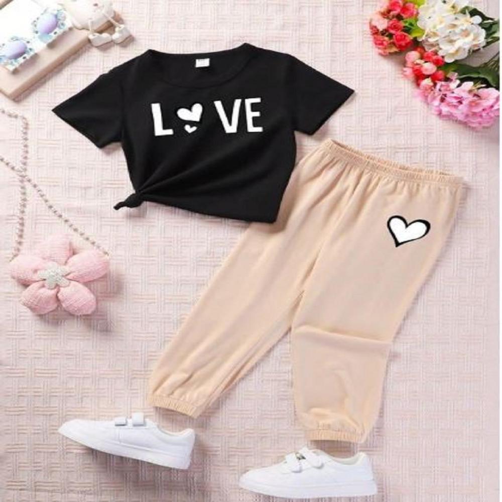Half Sleeve T Shirt And Track Pant Set For Kids