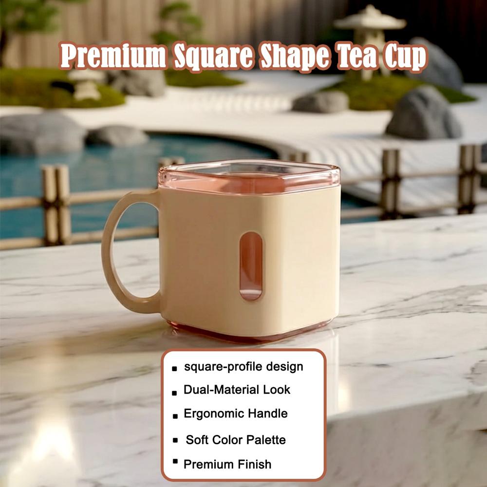 Premium Square Shape Tea Cup Set 6-Piece (150 Ml) - Color: Mix