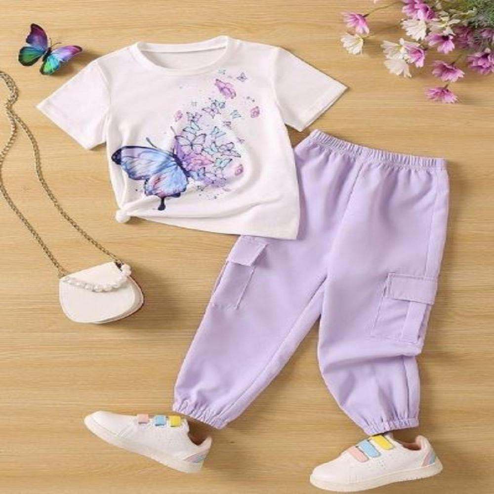 Half Sleeve T shirt and jogger set for kids girls