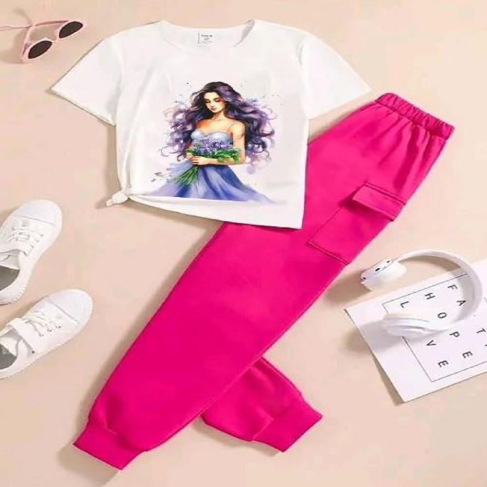 Half sleeve girls jogger set