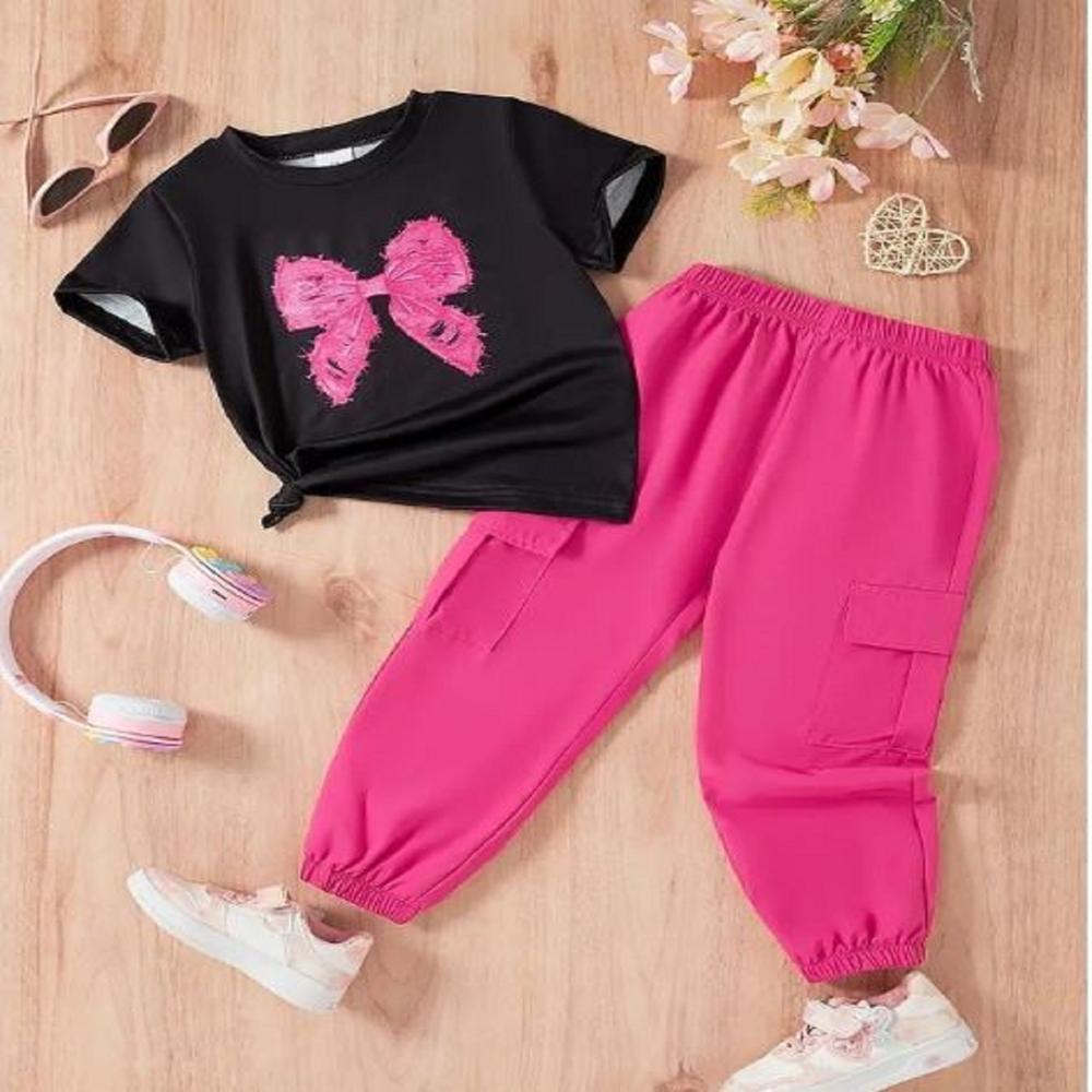 Half sleeve girls jogger set