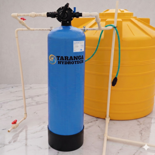 Water Softener - Blue/white Frp Body, 300x300x1050 Mm, 1000 Lph | Ion Exchange Resin, Automatic Multiport Valve, Digital/manual Control