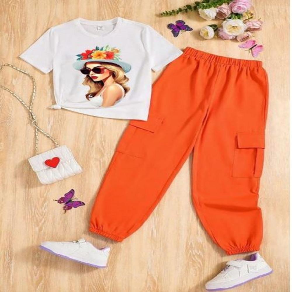 Kids Girls Half Sleeve T shirt And Jogger Set