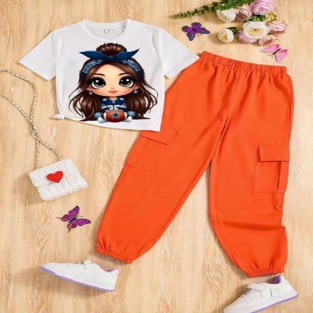 Kids Girls Half Sleeve T shirt And Jogger Set
