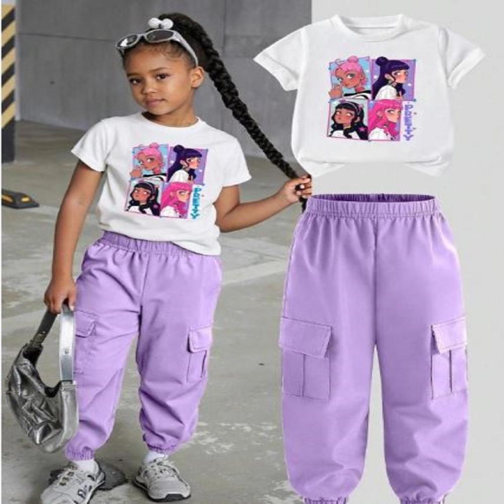 Kids Girls Half Sleeve T shirt And Jogger Set