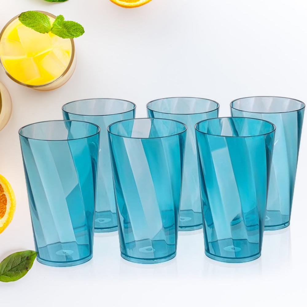 Premium 300Ml Transparent Glass Set For Water, Juice & Cocktails (Set Of 6) - Color: Mix