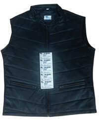 Black Sleeveless Leather Vest Jacket