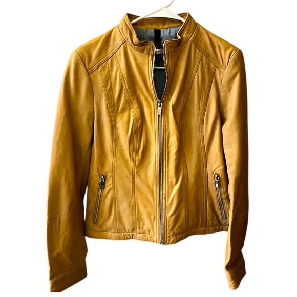 Ladies Tan Genuine Leather Jacket