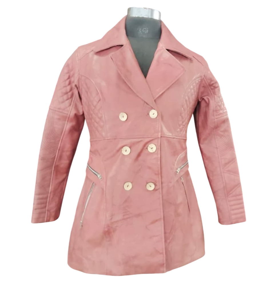Ladies Pink Leather Jacket