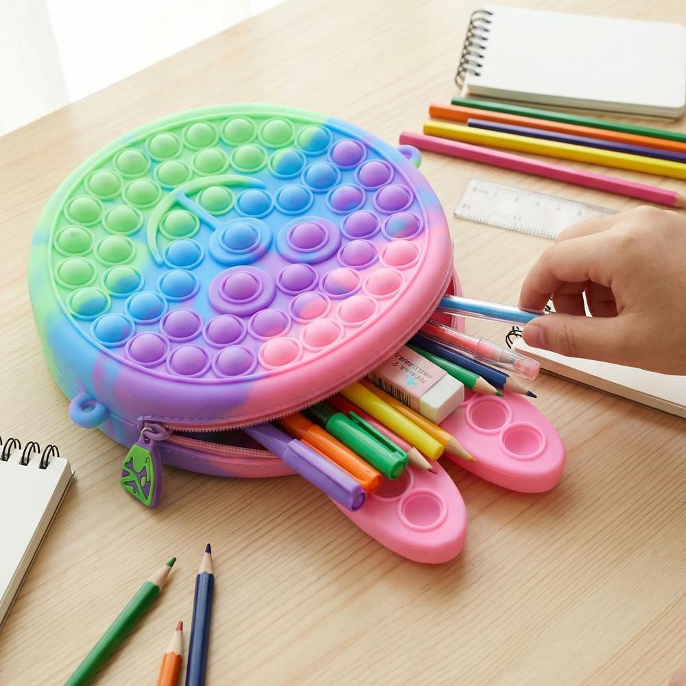 Pop It Silicone Pencil Pouch with Zipper (1 Pc)