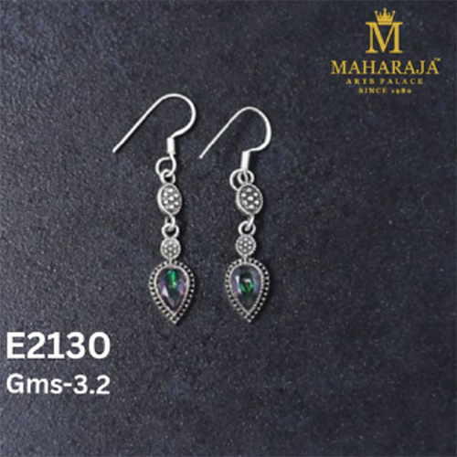 E2130 Ladies Small Earrings - Copper Alloy, Silver Tone, Floral Motif with Cubic Zirconia, Hypoallergenic