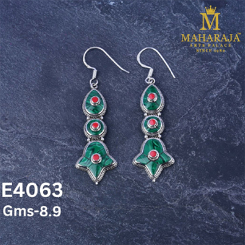 E4063 Ladies Special Earrings - Zinc Alloy, Standard Size, Silver White Rhodium Plated | Floral Design with Imitation Pearls and Artificial Stones, Push Back Closure