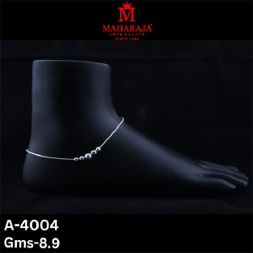 A-4004 Ladies Plain Anklets - Sterling Silver, Standard Size, Silver | Tarnish Resistant, High Polished, Hook Closure