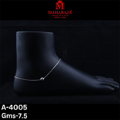 A-4005 Ladies Plain Anklets - 92.5 Sterling Silver, Adjustable Size | Handmade, High Polish, S-Hook Clasp, Antitarnish