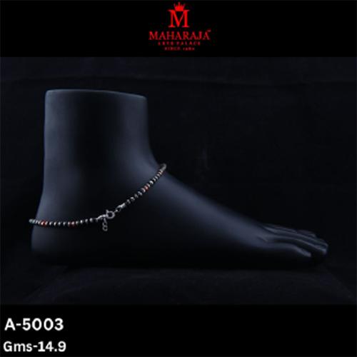 A-5003 Ladies Stones Anklets - Mixed Metal Alloy, Adjustable Size, Silver Multi-Color Stones, Hook & Eye Closure