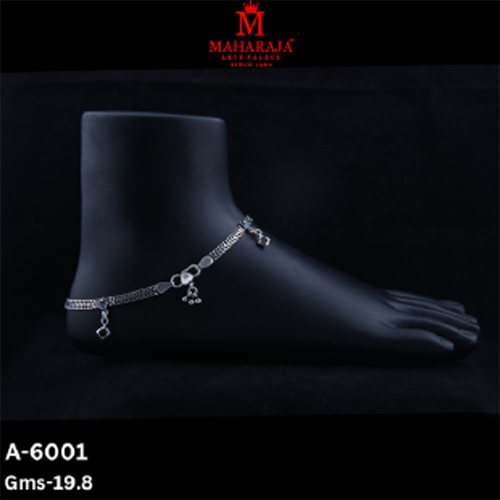A-6001 Ladies Stones Anklets - White Metal Alloy, Adjustable, Silver with Multicolor Stones | Traditional Design, Hook Closure, Glossy Finish