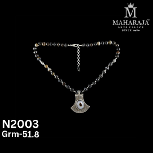 N2003 Ladies Necklace - Zinc Alloy, Adjustable Size, Silver-Tone with Pearl and Glass Stones, Multi-Strand Design