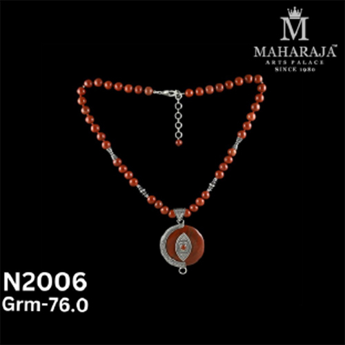 N2006 Ladies Necklace - Copper Alloy, 18 Inch Adjustable, Golden with White Pearls | Floral Motif, Polished Finish, Link Chain