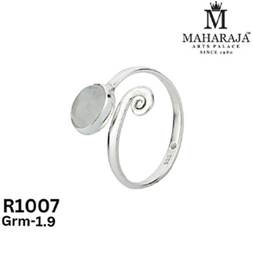 R1007 Ladies Small Ring - Zinc Alloy, Adjustable Size, Silver, Rhodium Plated | Nickel Free, Cubic Zirconia, Skin Friendly, Polished Finish