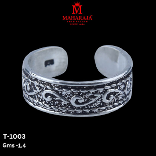T-1003 Ladies Toe Rings - 925 Sterling Silver, Adjustable, Silver | Handcrafted Glossy Floral Design, Rhodium Plated, Stone Work
