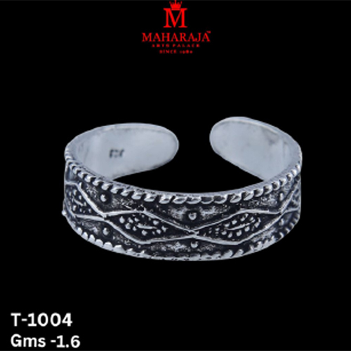 T-1004 Ladies Toe Rings - 925 Sterling Silver Alloy, Adjustable Size | Filigree Design, CZ Stone, Hypoallergenic, High-Polish Finish