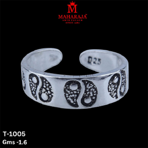 T-1005 Ladies Toe Rings - 925 Sterling Silver, Adjustable, Silver, Traditional Indian Motif, Hypoallergenic, High Polish Finish