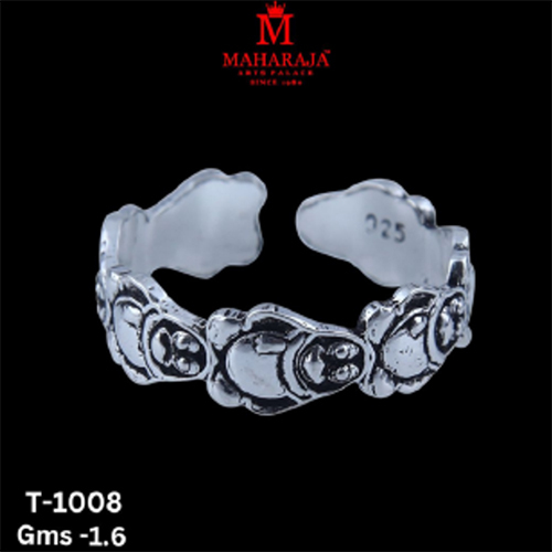 T-1008 Ladies Toe Rings - 92.5% Sterling Silver, Adjustable, Multicolor Floral Stones | Hypoallergenic, Glossy Finish