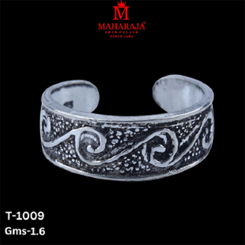 T-1009 Ladies Toe Rings - 92.5% Sterling Silver, Adjustable Size | Handcrafted Floral Pattern, Hypoallergenic, Box Packed