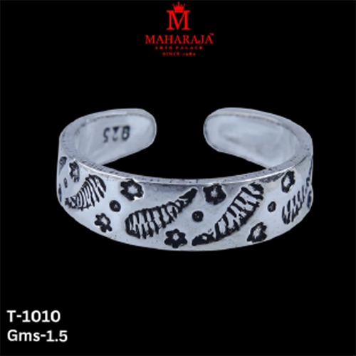 T-1010 Ladies Toe Rings - 925 Sterling Silver Alloy, Adjustable, Cubic Zirconia | Floral Traditional Motifs, Hypoallergenic, Polished Finish