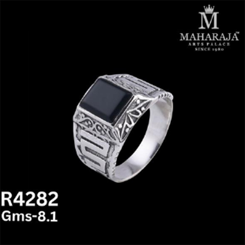 R4282 Mens Rings - Stainless Steel, 8mm Silver, Textured Groove | Adjustable Fit, Tarnish Resistant, Hypoallergenic