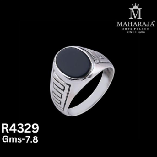 R4329 Mens Rings - Zinc Alloy, Adjustable Size, Silver Tone | Classic Signet Style, Nickel Free, High Polish Finish