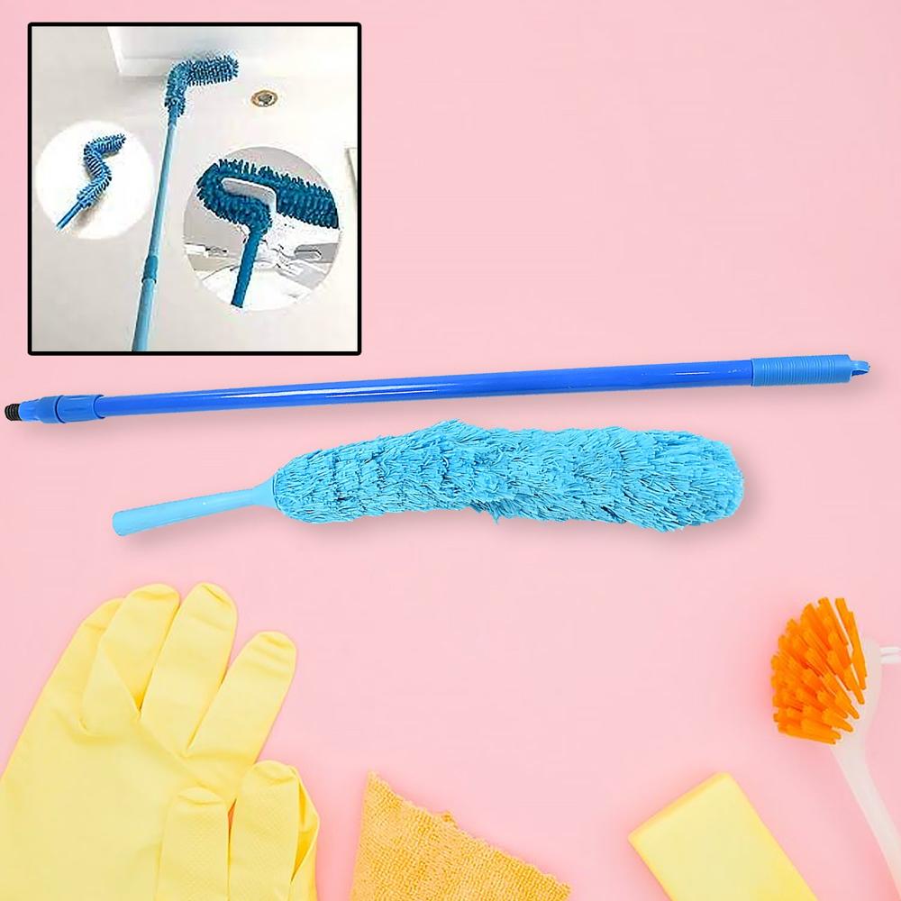Adjustable Long Handle Microfiber Dust Brush  Foldable Ceiling & Appliance Cleaner - Color: Mix