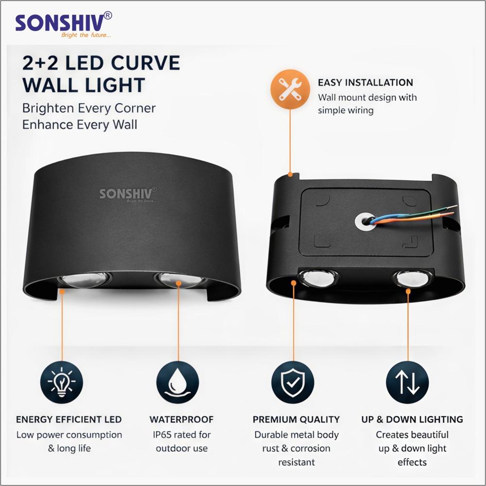 3+3 LED CURVE WALL LIGHT